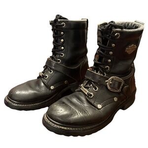 Vintage Harley-Davidson‎ Men's Leather Biker Harness Boots Size 6- Insole 9"